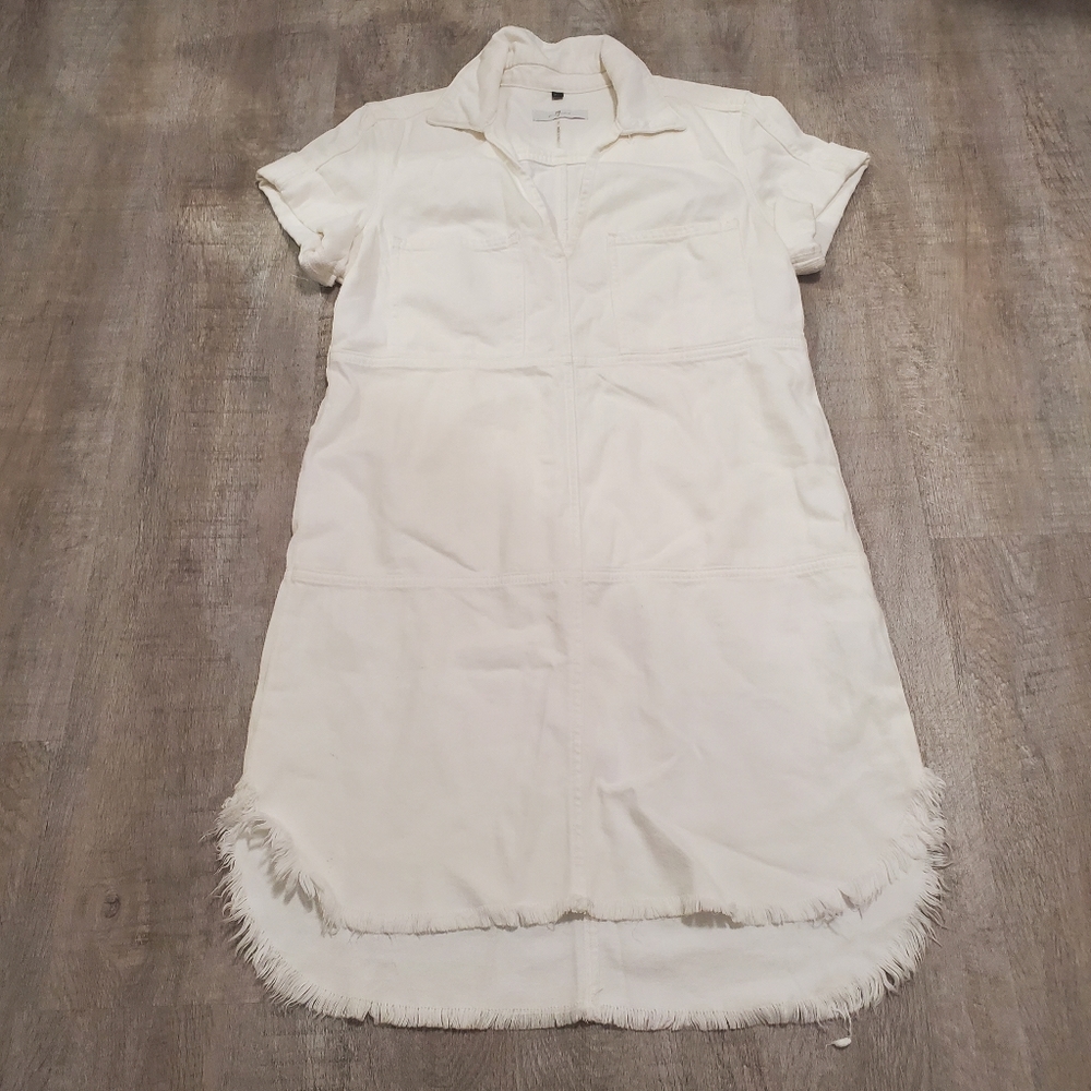 7 for All Mankind White Denim Fringed Dress Size XS